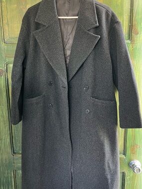 Pink Diamond Classic Women's Double-Breasted Black Pea Coat